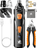 Handheld whisper-quiet electric dog nail grinder featuring safety guard