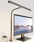 SUPERDANNY adjustable gooseneck LED desk lamp clamped to desk, touch dimmer