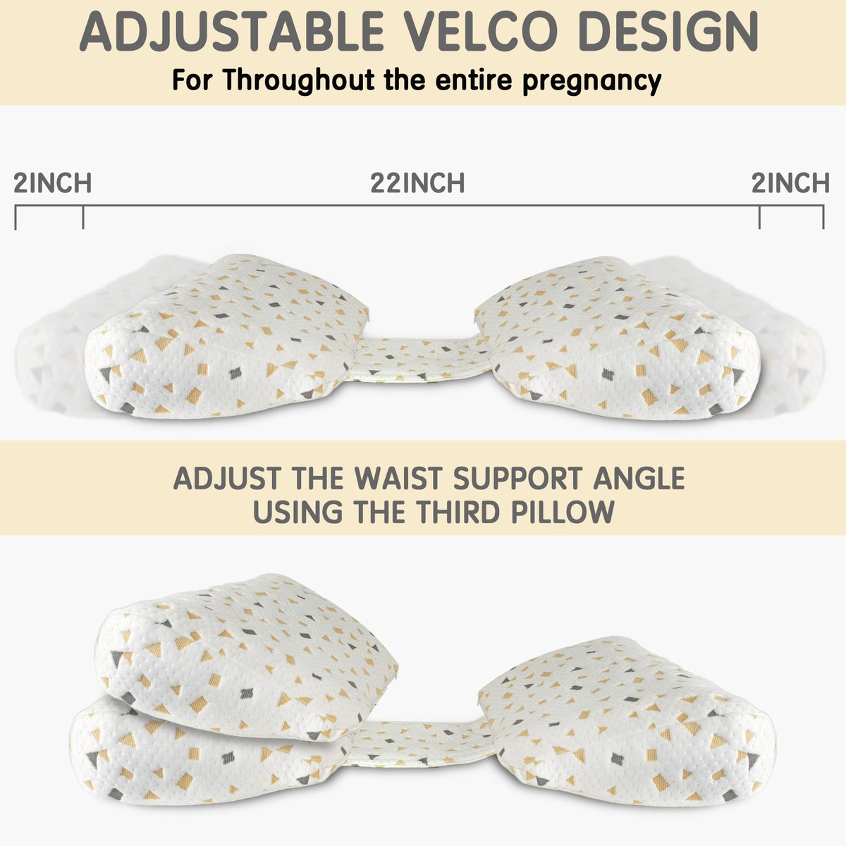 GloTika Pregnancy Pillows for Sleeping, Large Maternity Body Pillow Support for Back, Legs, Belly of Pregnant Women, Detachable and Adjustable, with Large Adjustable Pillow and Cover image 3