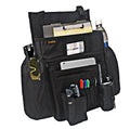 Black ECWKVN front seat organizer attached to passenger seat holding a tablet and a cup
