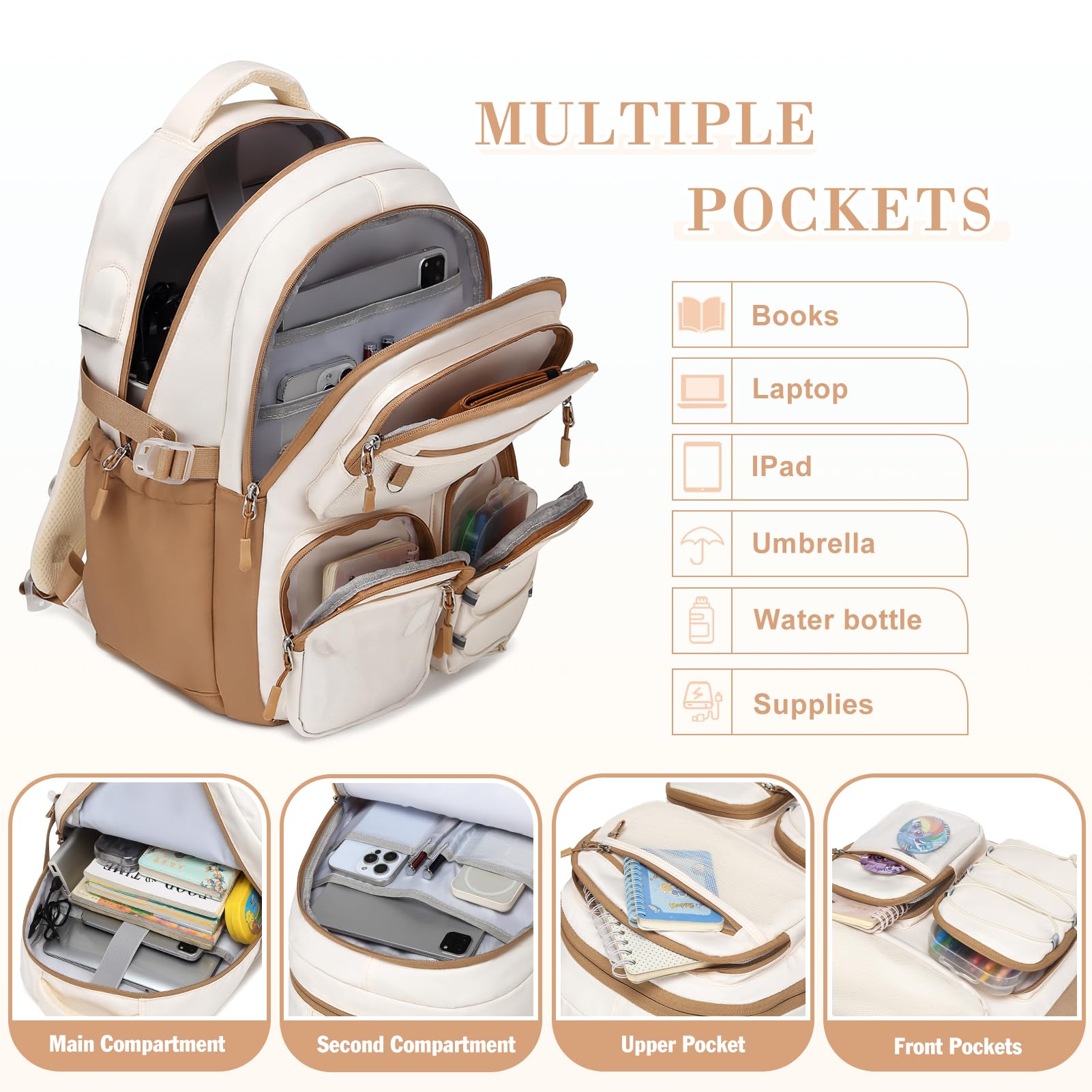 Similove Backpack for Teen Girls, 3PCS School Backpack for Girls image 3