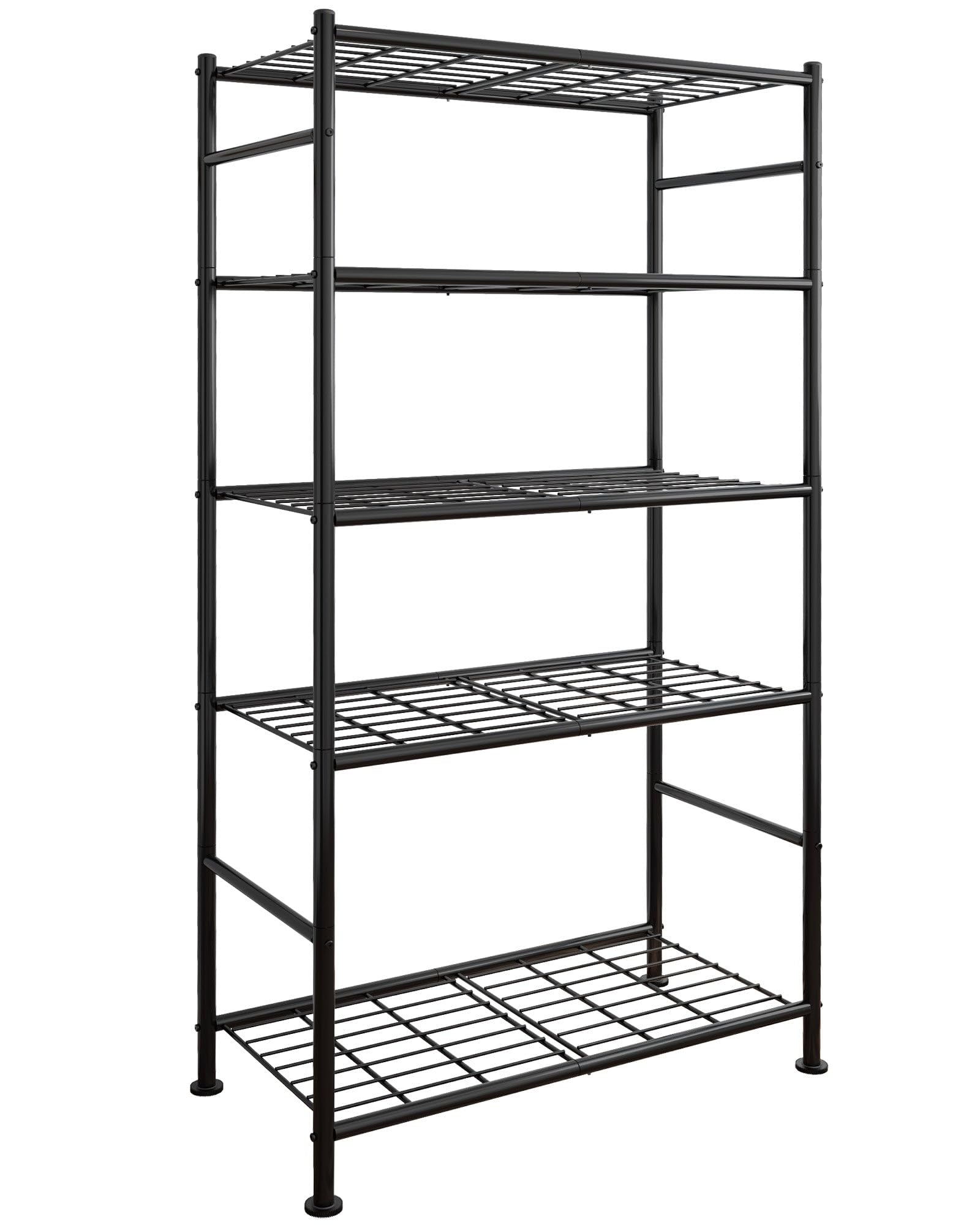 Sakugi black 5-tier metal shelving unit 33 x 12.6 x 72 inches in garage