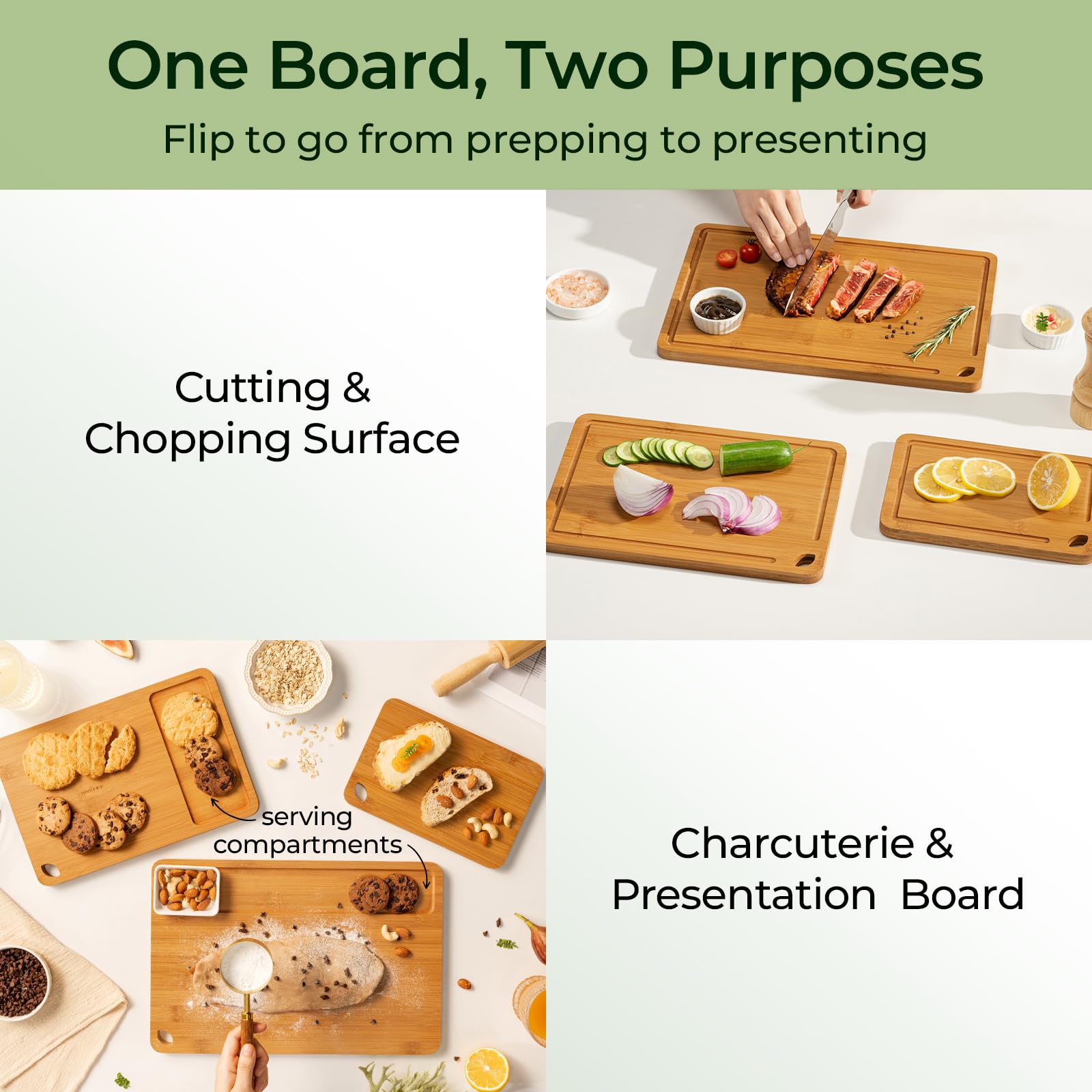 Keechee Bamboo Cutting Board, Wood Chopping & Butcher Block for Kitchen image 3