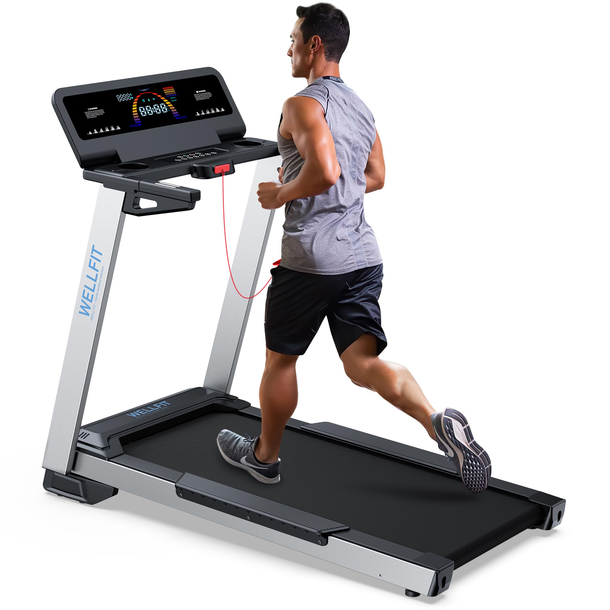 WELLFIT Treadmill for Home, 2 Level Incline Heavy Duty Treadmills