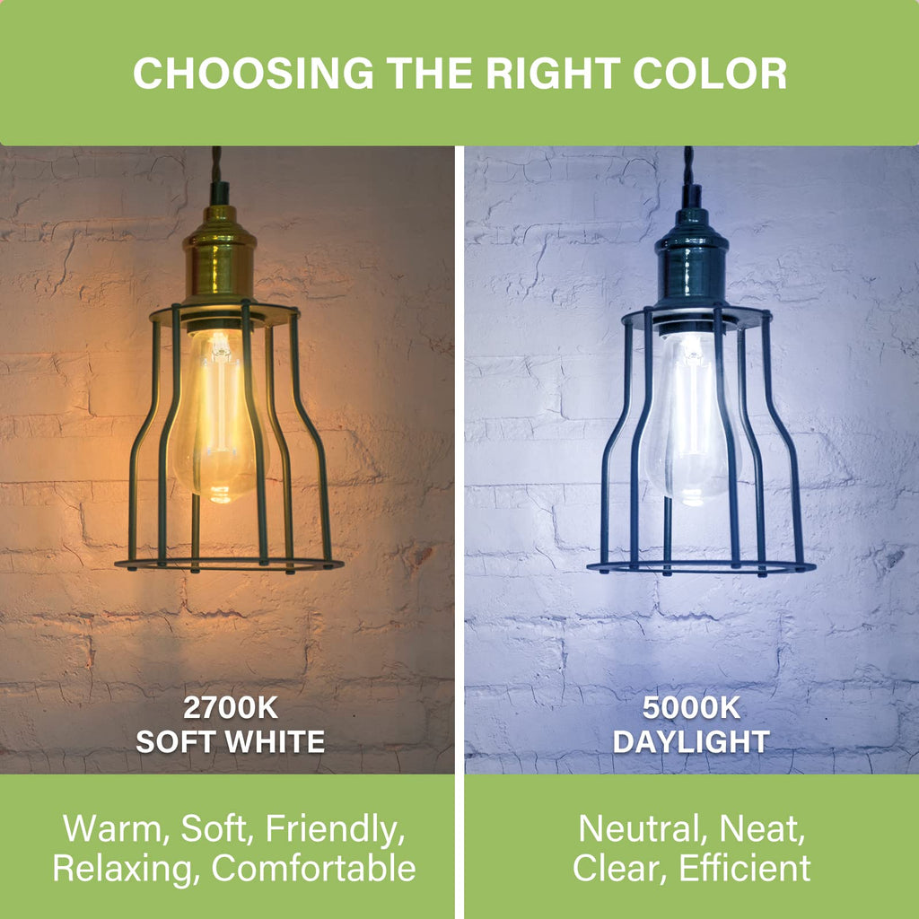 ST58 Filament Clear Non-Dimmable Vintage Light Bulbs 40W Equivalent 400LM Soft White 5000K 15, 000hrs 4 Pack image 3