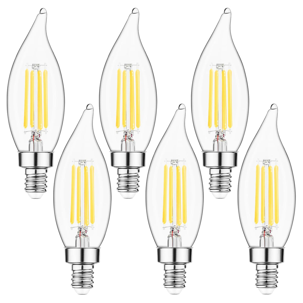 Sengled E12 Candelabra LED Bulbs Dimmable, 60W Equivalent CA10 Chandelier Light Bulbs, 5000K Daylight White Candle Bulbs for Chandeliers, Ceiling Fan, Pendant Light, 6 Pack