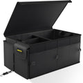 Black MIKKUPPA 65L collapsible trunk organizer with lid in a car trunk