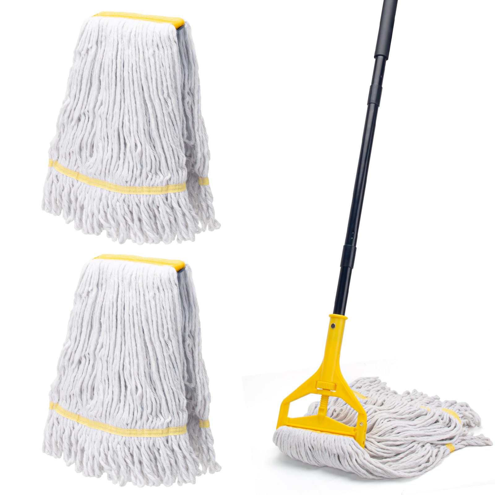 KeFanta commercial mop plus three large replacement mop heads on a floor