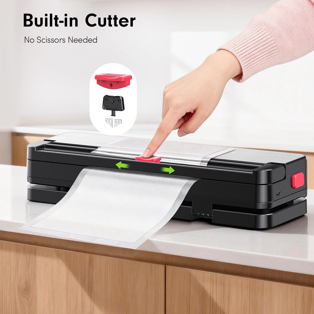 Handheld Vacuum Sealer for Food Storage: Portable Vacuum Sealing Machine with 30 Vacuum Bags - USB Rechargeable Cordless Food Sealer Saver for 5X Preservation