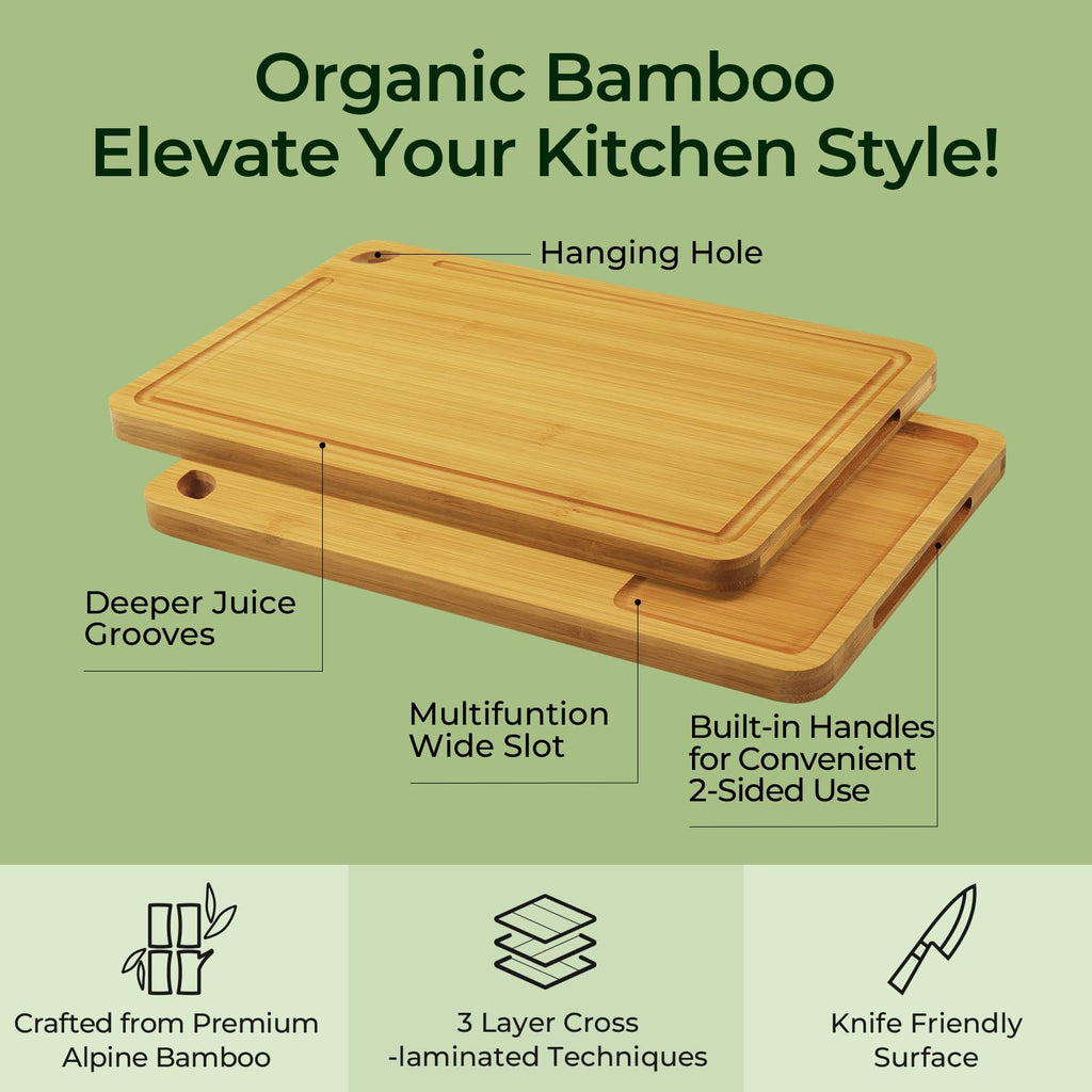 Keechee Bamboo Cutting Board, Cutting Board for Kitchen with Handles image 4