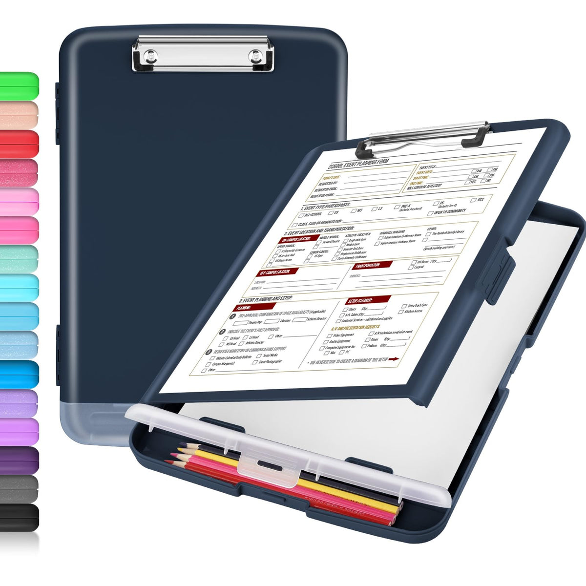 Sooez plastic storage clipboard 8.5 x 11 featuring pen slot and low-profile clip