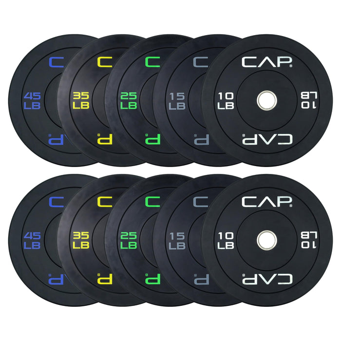 CAP 260lb Economy Olympic Bumper Plate Weight Set
