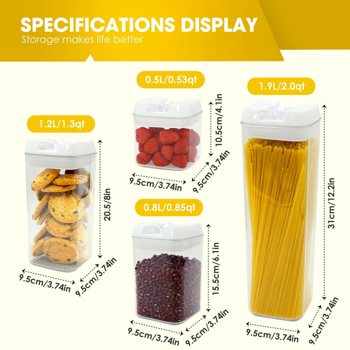 Airtight Food Storage Containers with Lids, 7-Piece BPA-Free Canister Set image 2