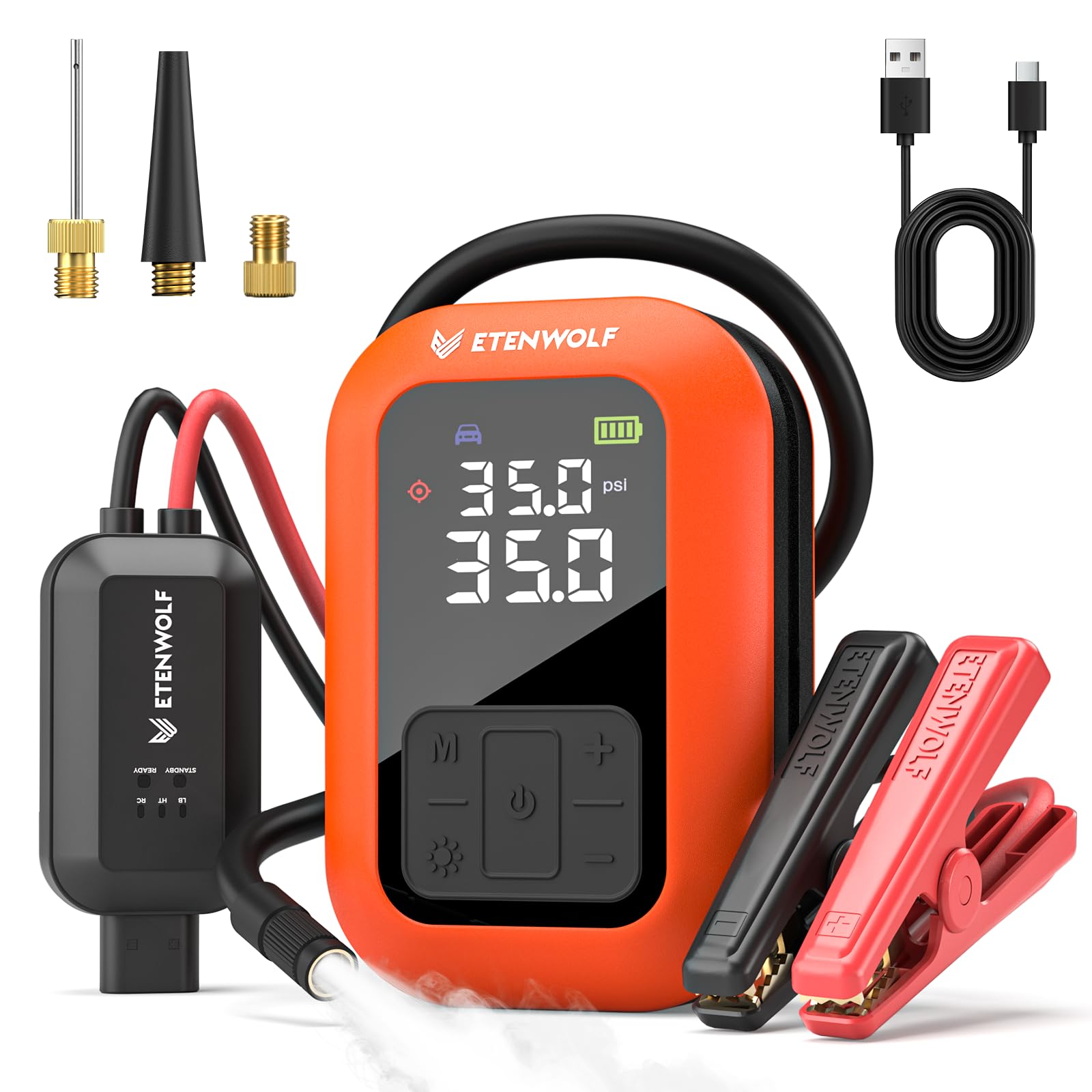 ETENWOLF 2000A Car Battery Jump Starter with 160PSI Air Compressor