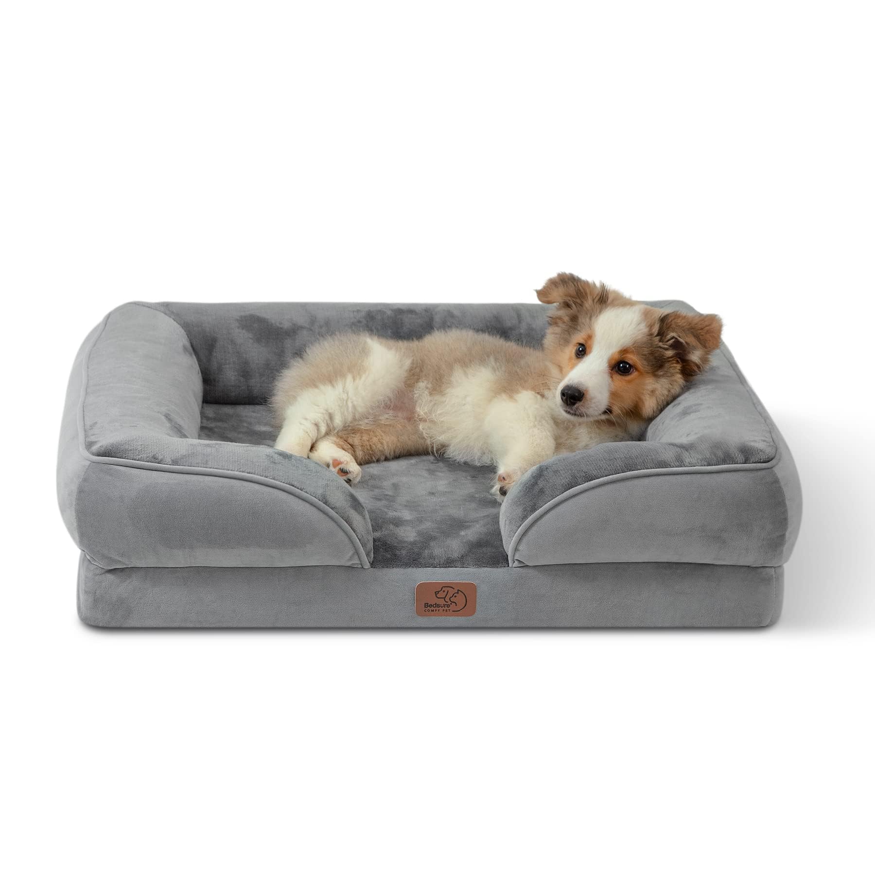 Grey Bedsure medium orthopedic dog bed with removable washable cover