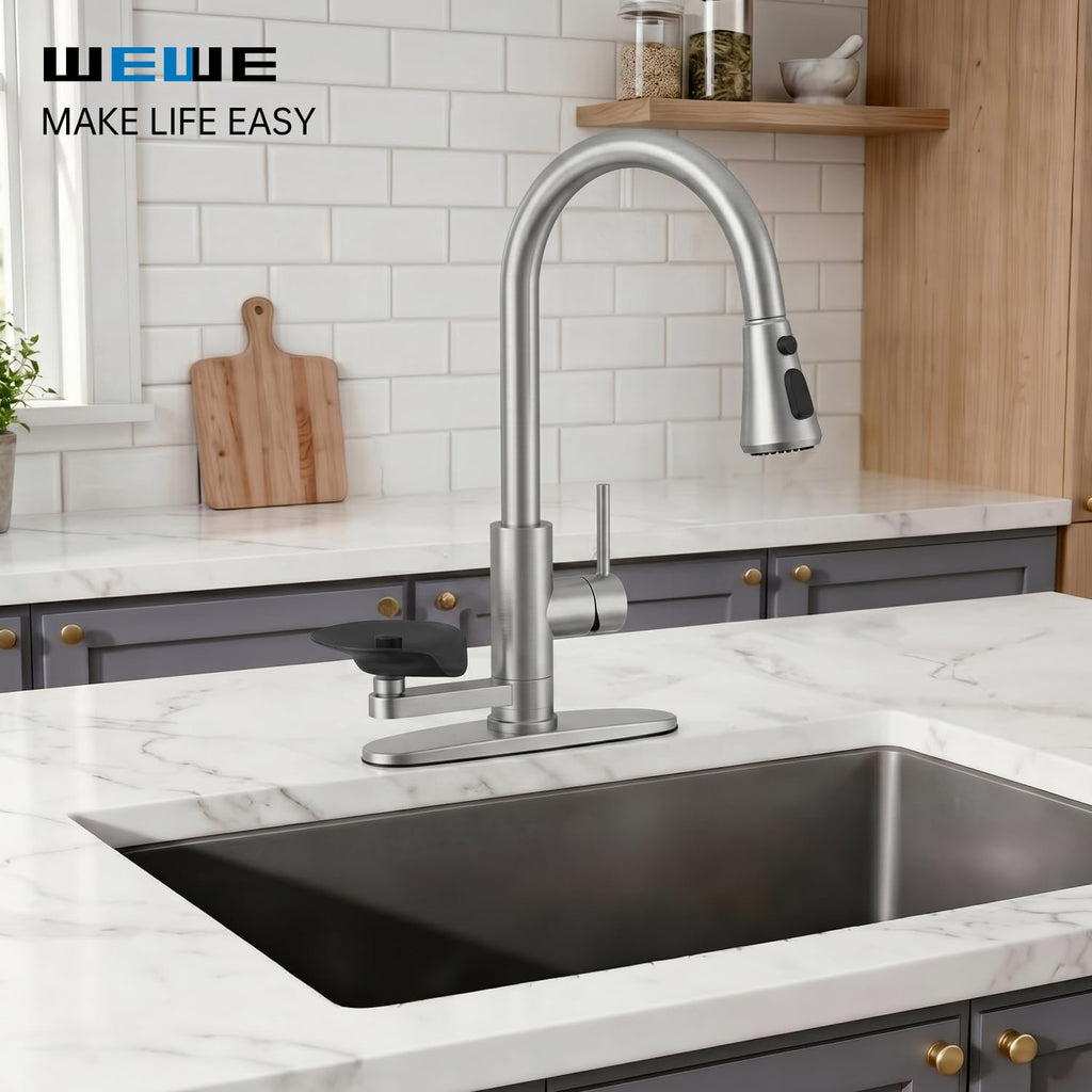 Kitchen Faucet with Glass Rinser, Pull Down Sparyer, 3 Water Modes image 11