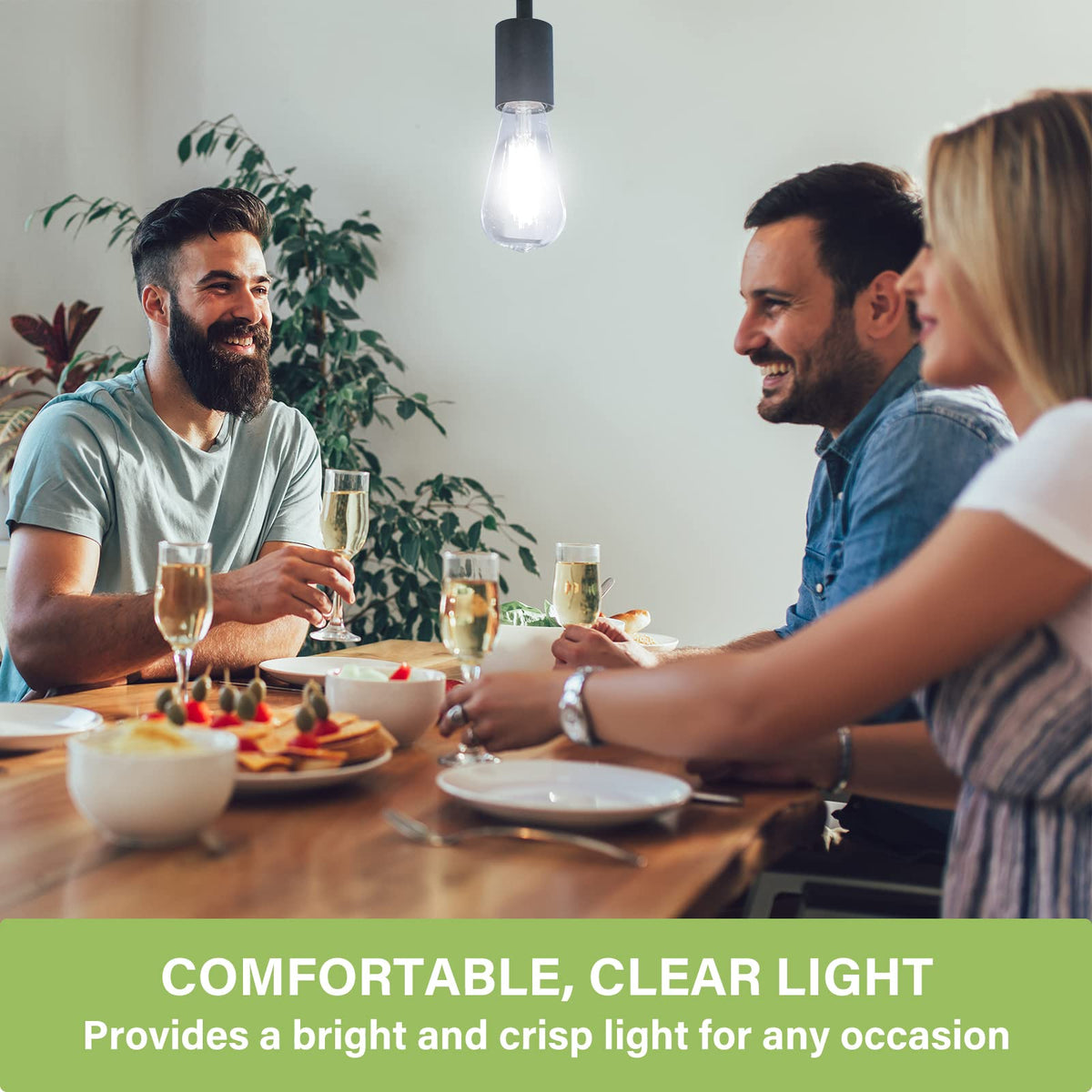 Sigalux E26 LED Edison Bulbs, ST58 Filament Clear, Non-Dimmable, 60W Equivalent, 700LM, 5000K Daylight White, 15,000hrs, 4-Pack image 7