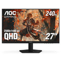 Front view of AOC 27-inch QHD 260Hz gaming monitor displaying gameplay
