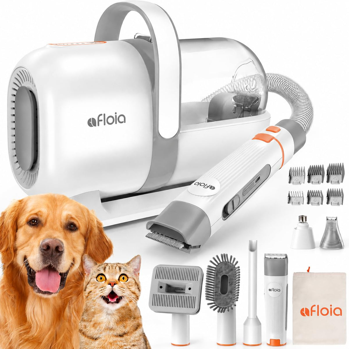White Afloia 6-in-1 dog grooming vacuum kit with clippers and nail grinder