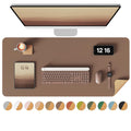 YSAGi double-sided leather and eco cork desk pad in coffee color, 31.5 x 15.7 inches