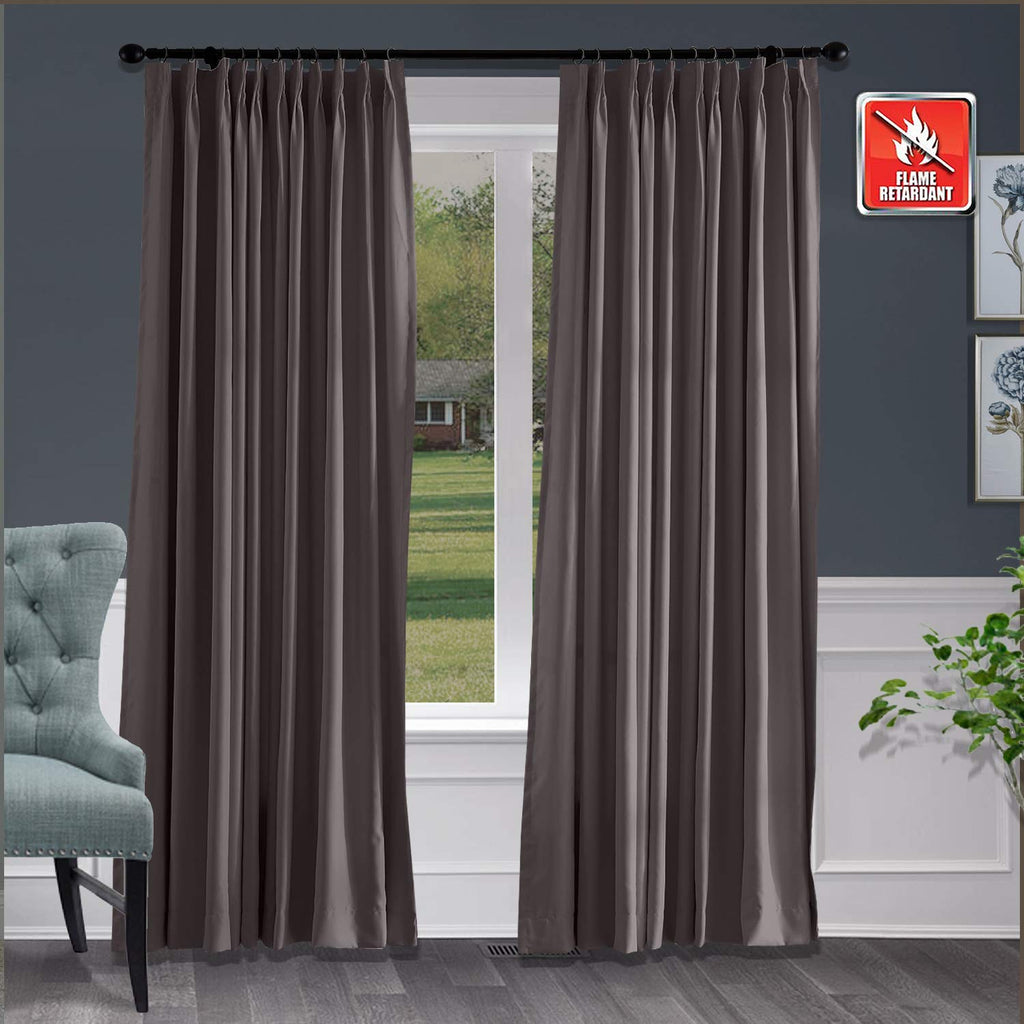 Tonella Linen Curtains,  Pinch Pleat-Double，Pink 6 sets, khaki 4 sets (1 set = 2 pieces) 52"W*108"L