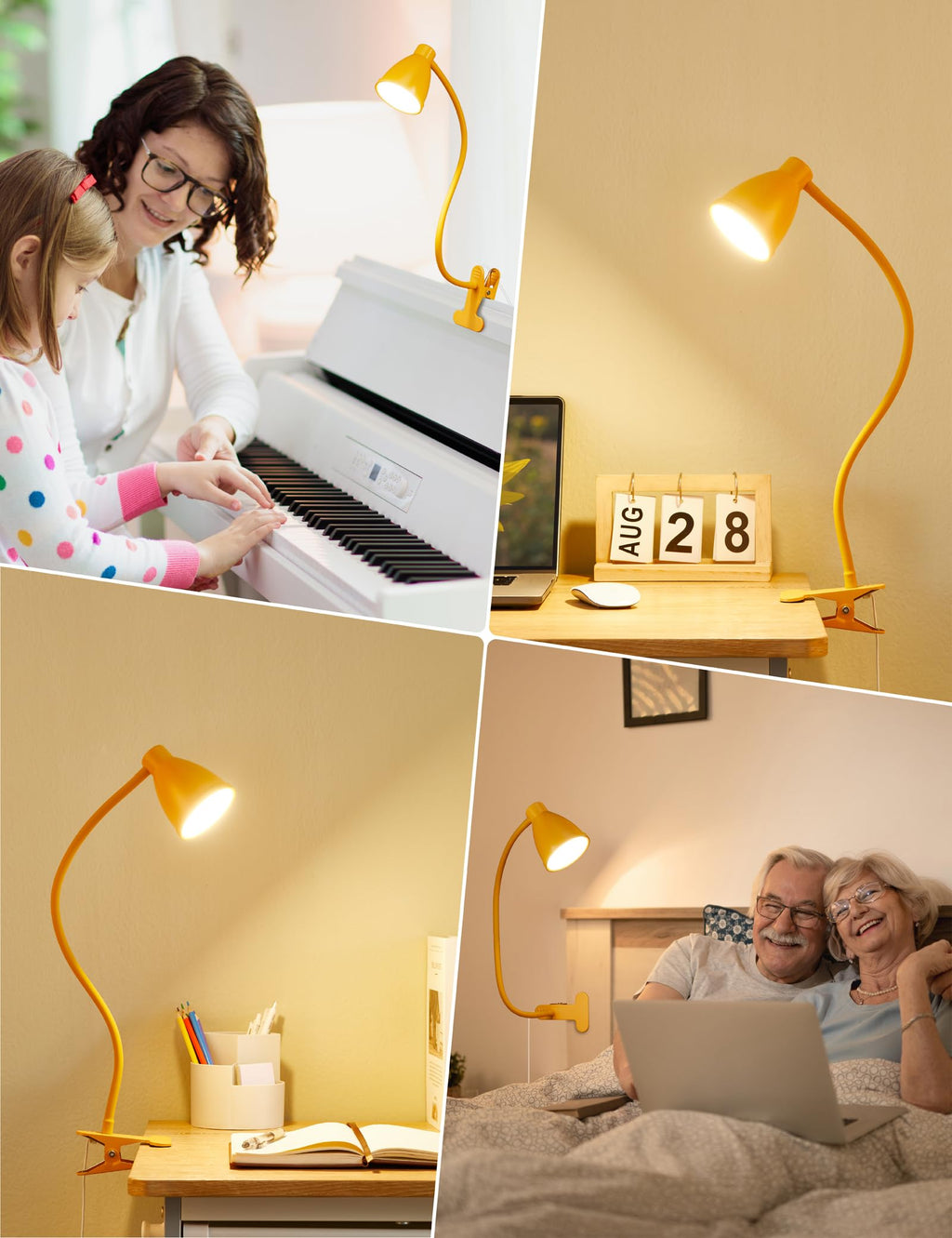 BOHON Clip on Light, Desk Lamp with Clamp, 5 Color 10 Brightness Yellow image 7