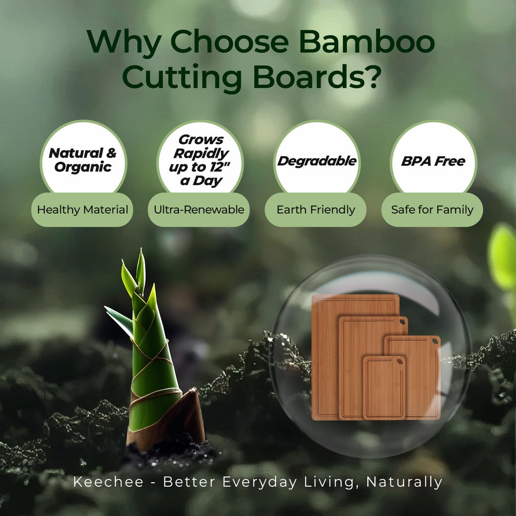 Keechee Carbonized Bamboo Cutting Board Set of 4, Kitchen Prep Boards image 8