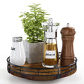 AMH 9-inch farmhouse oak lazy susan cabinet organizer in walnut finish