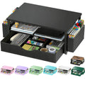 Black Spacrea printer stand with storage compartments on desk