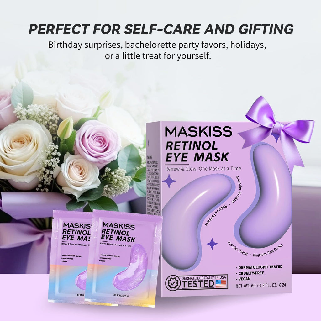 Maskiss Retinol Under Eye Patches (24 Pairs), Lavender Purple Eye Masks for Dark Circles, Puffy Eyes & Wrinkles, Firming Collagen Eye Patches, Vegan Cruelty-Free Skincare Gifts for Women image 7