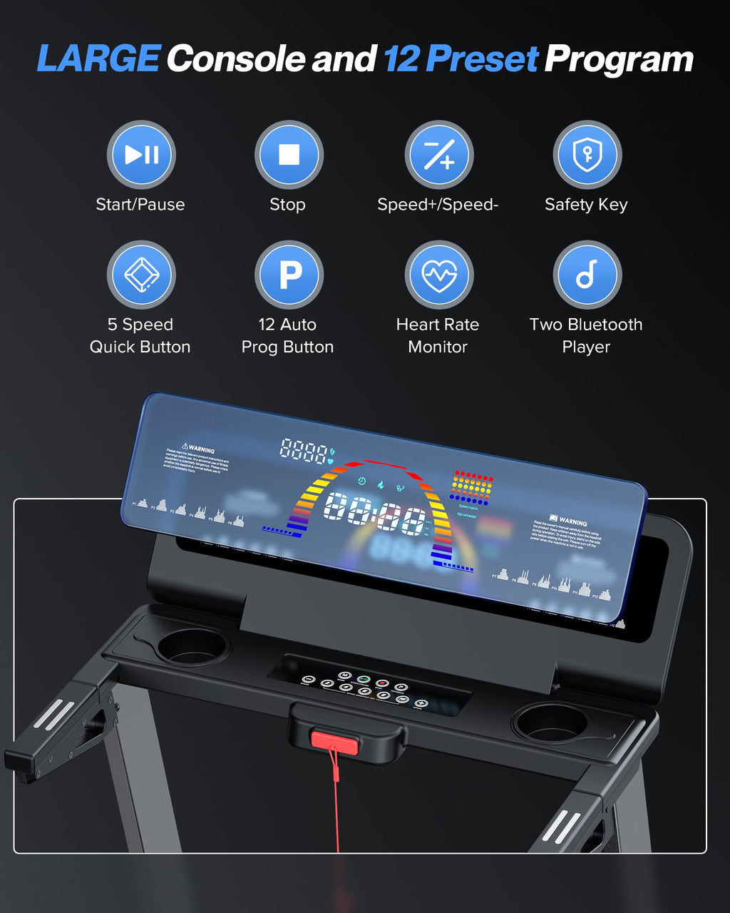 WELLFIT Treadmill for Home, 2 Level Incline Heavy Duty Treadmills image 3