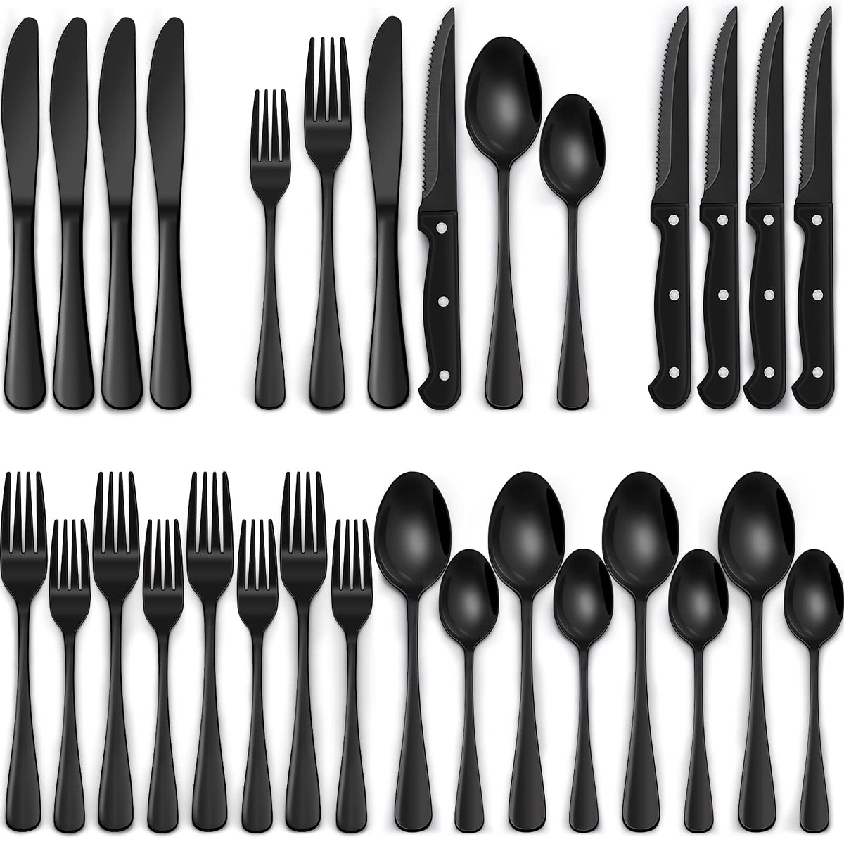 EWFEN EWFEN 24-Piece Black Silverware Set with - Kitchen & Dining