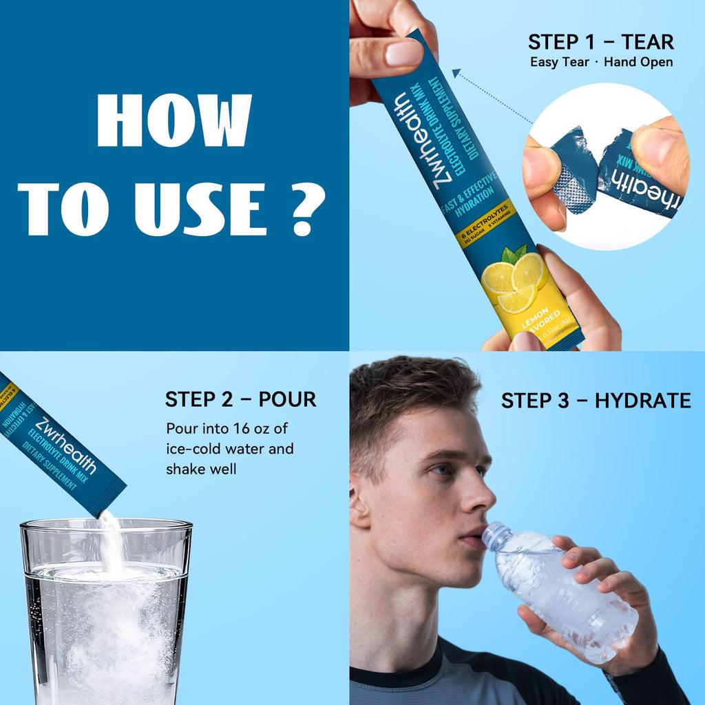 Zwrhealth Electrolytes Powder Packets, Sugar Free Hydration Packets, 4 Flavors Liquid Daily IV Electrolyte Drink Mix, Instantly Hydrating & Party Recovery with 6 Electrolytes & 5 Vitamins, 16 Servings image 2