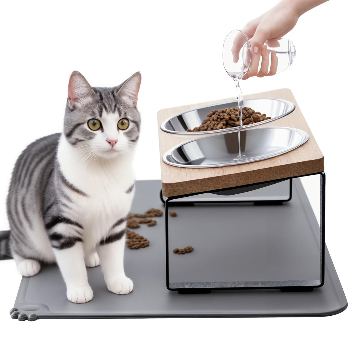 Summark Upgraded Elevated Cat Bowls with Food - Cat Supplies