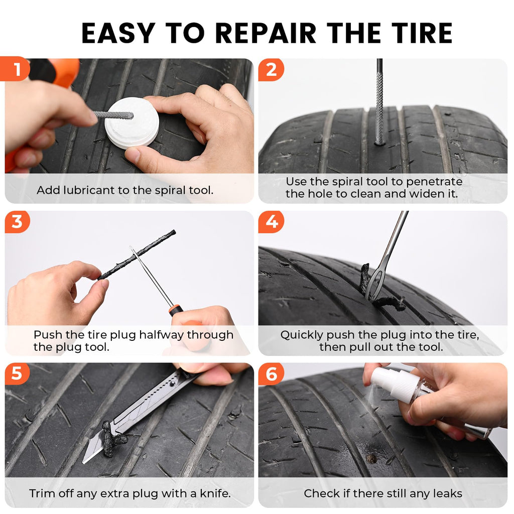 ETENWOLF Flat Tire Repair Kit with Plugs 16 Pcs, Heavy Duty Tire Plug Kit image 6
