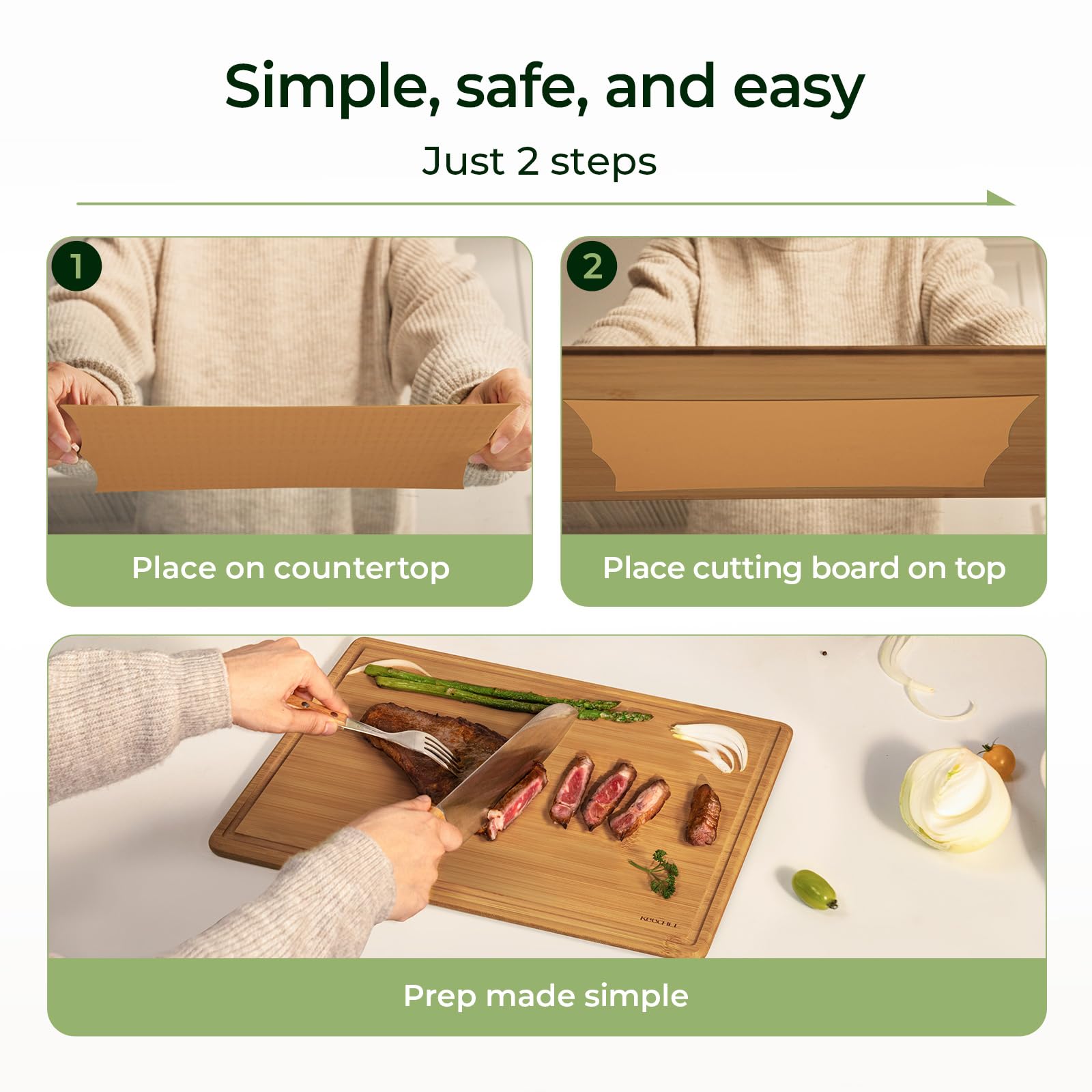 Keechee 2PCS Silicone Non-Slip Mat for Cutting board, Preventing Cutting Injuries in the Kitchen Chopping Boards Feet for Kitchen Safe, Warm Gifts for Kitchen & Home Protector (Brown) image 2