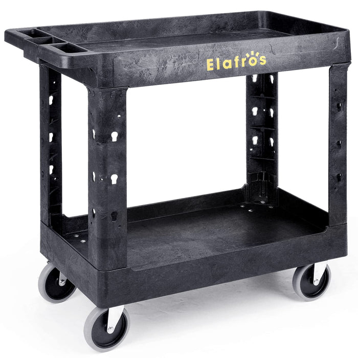 ELAFROS 2-Tier Utility Rolling Cart, 34 x 17 in, 5" Swivel Wheels, 550lb