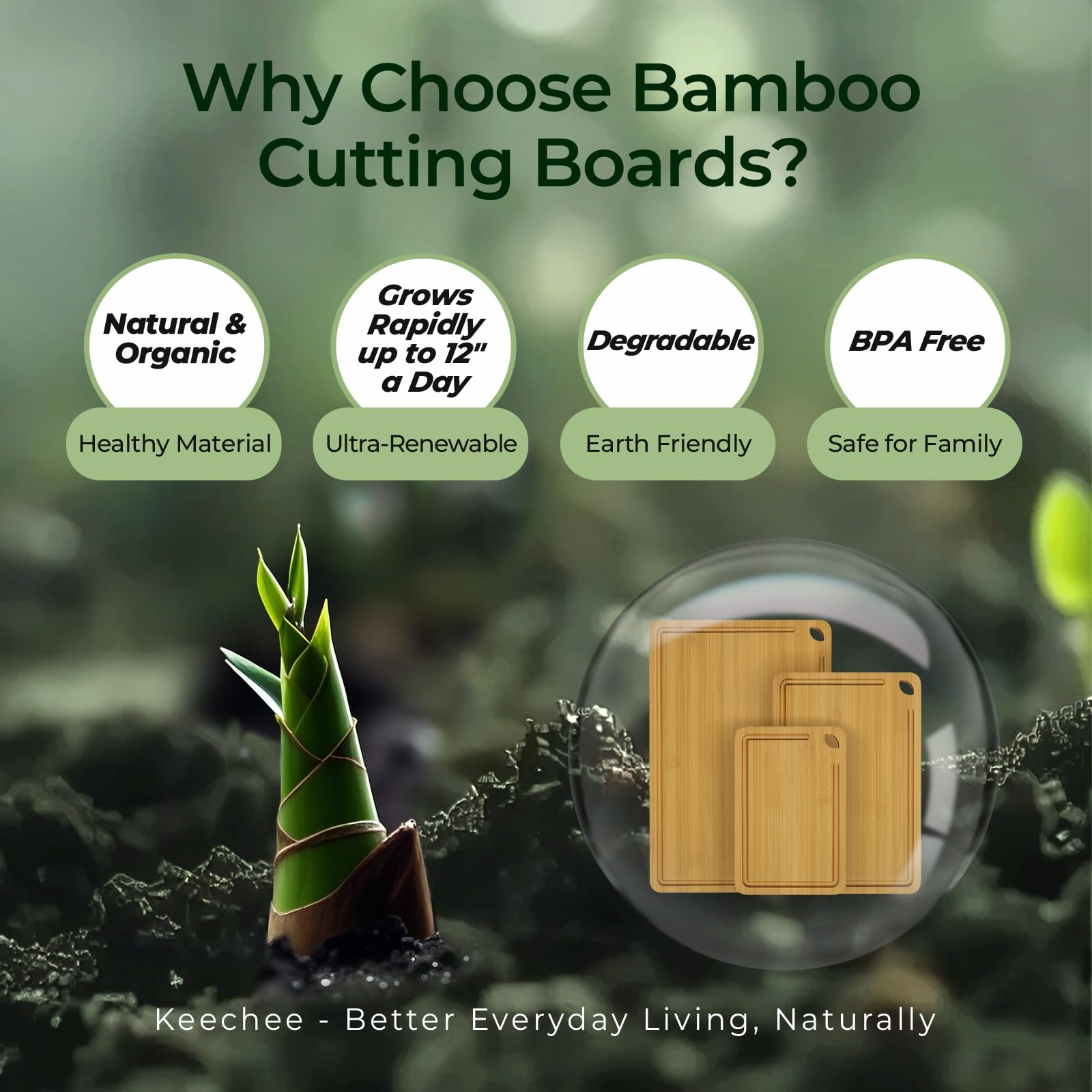 Keechee Bamboo Cutting Board, Cutting Board for Kitchen with Handles image 9