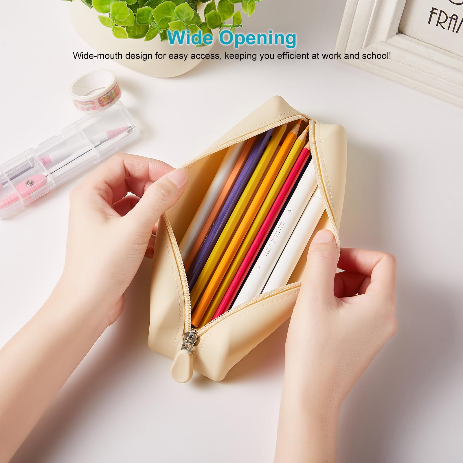 Lolocor Silicone Pencil Case, Pencil Pouch, Pencil Case Small, Pencil Pouch Aesthetic, Silicone Pencil Pouch, Pencil Case Aesthetic, Pencil Bag, Pencil Pouch for Women, Makeup Pouch image 3