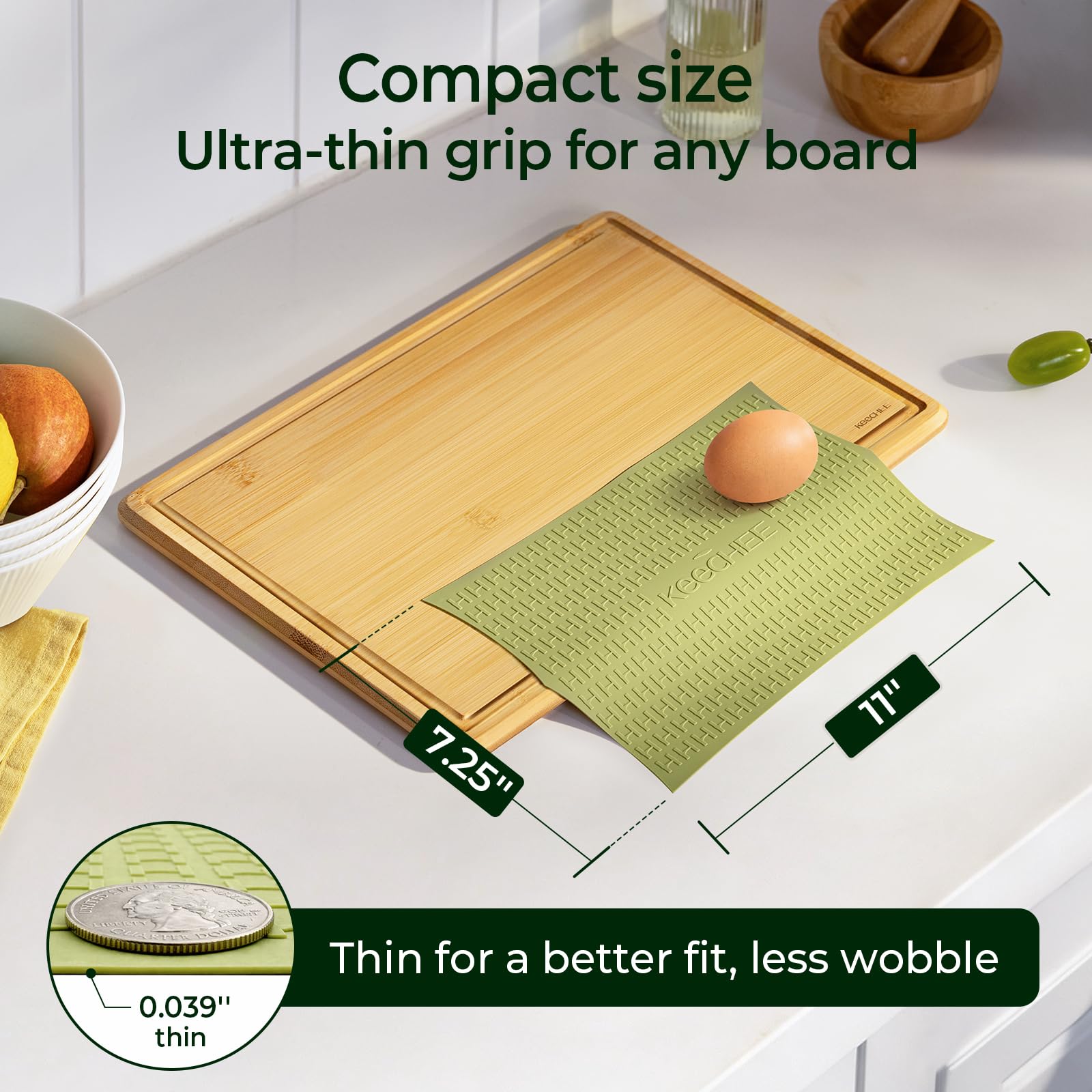 Keechee Silicone Non-Slip Mat for Cutting board, Preventing Cutting Injuries in the Kitchen Chopping Boards Feet for Kitchen Safe, Warm Gifts for Kitchen & Home Protector (Green) image 7