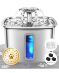 Veken stainless steel cat water fountain 108oz with flowing water