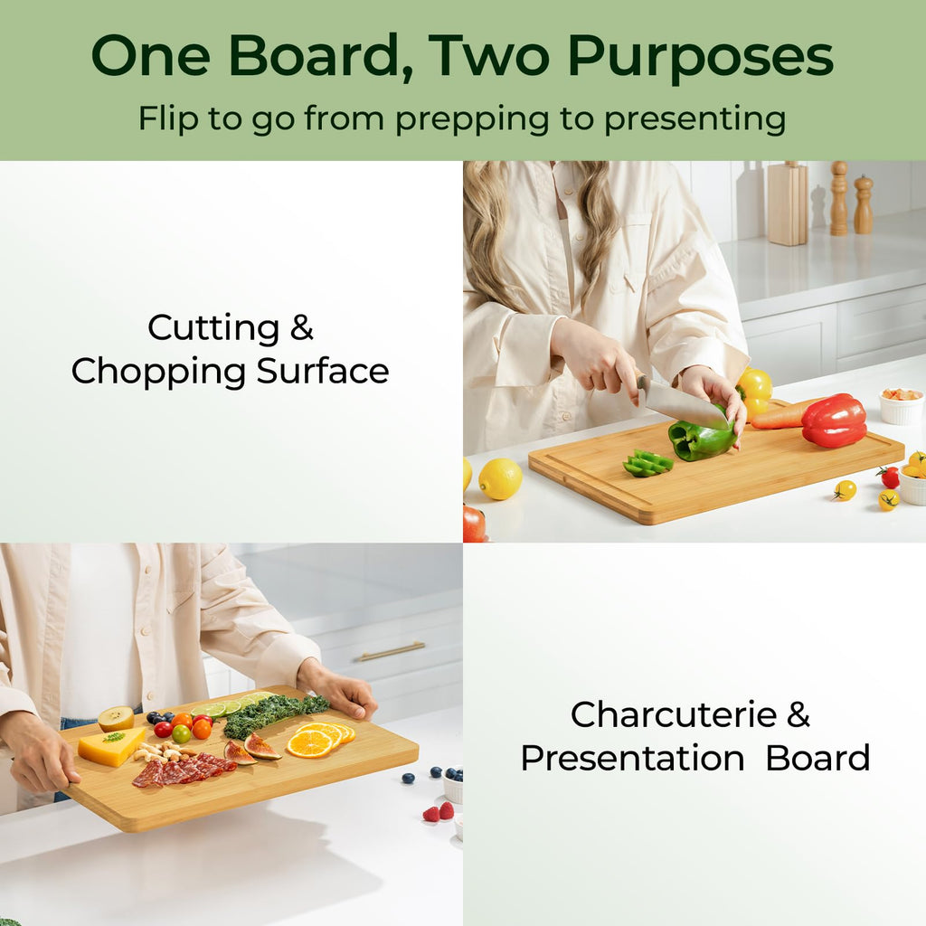 Keechee Natural Bamboo Cutting Board for Kitchen, XL Carving Board image 2