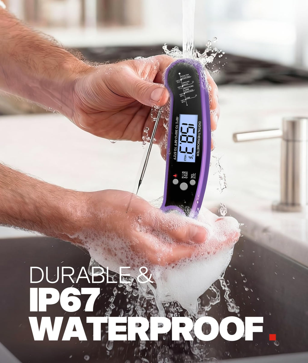 Digital Meat Thermometer, Instant Read Food Thermometer for Cooking, Purple image 5