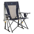 GCI Outdoor Comfort Pro Rocker camping chair in indigo blue showing rocker base and padded seat