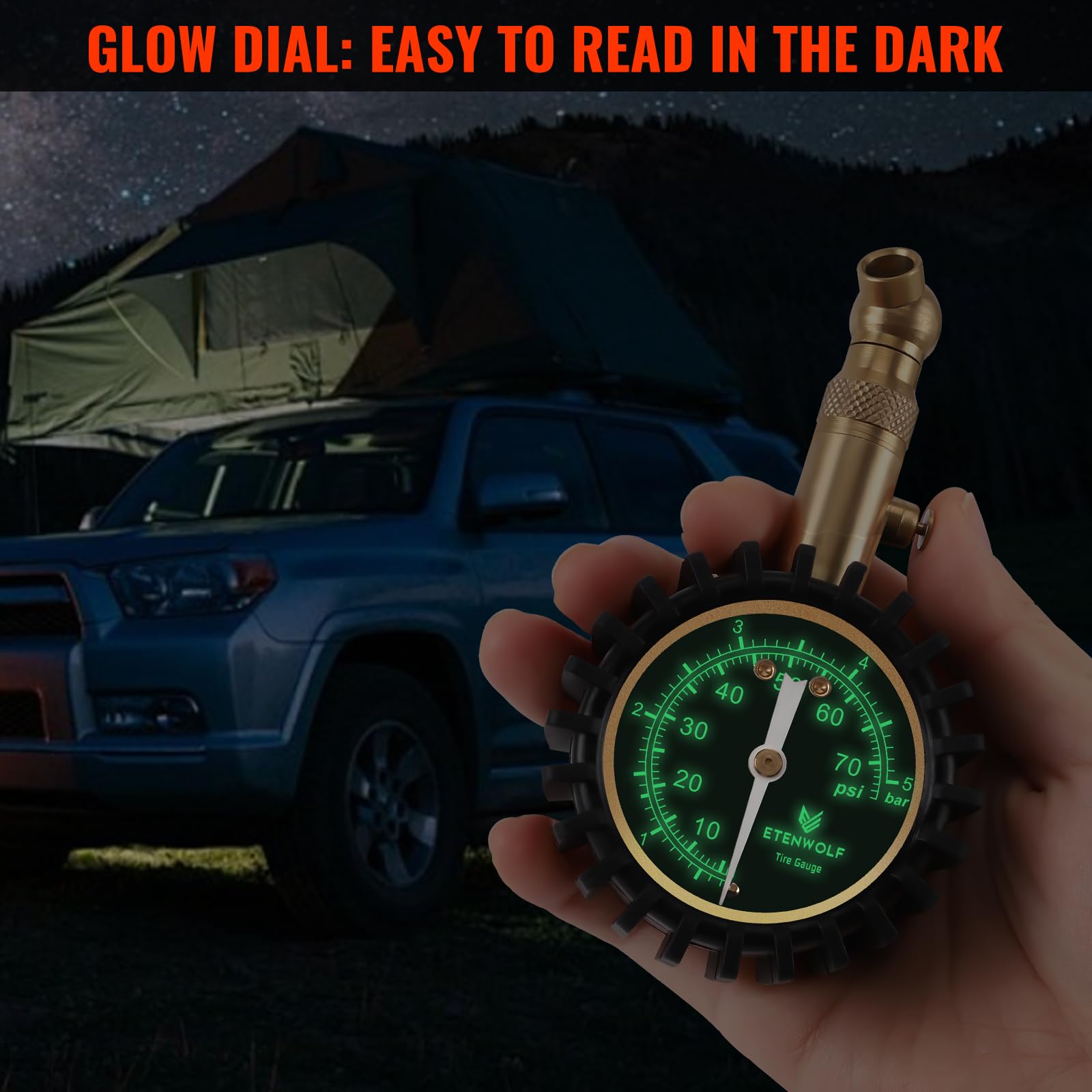 ETENWOLF Tire Pressure Gauge for Cars 0-75 PSI with Large Glow Dial image 6