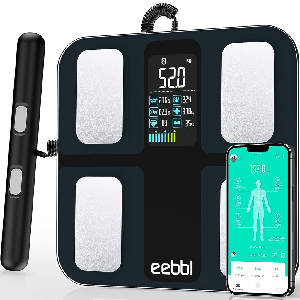 EEBBL Body Fat Scale Most Accurate with Handheld, 20 Precise Full Body Biological Analyzer Bluetooth Scale for Weight, Body Composition Monitor Health Analyzer 400 lbs, Baby/Pet Mode, XXL Large Size