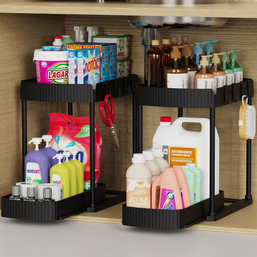 Black ukeetap under-sink pull-out storage organizer 12.8 inch inside cabinet