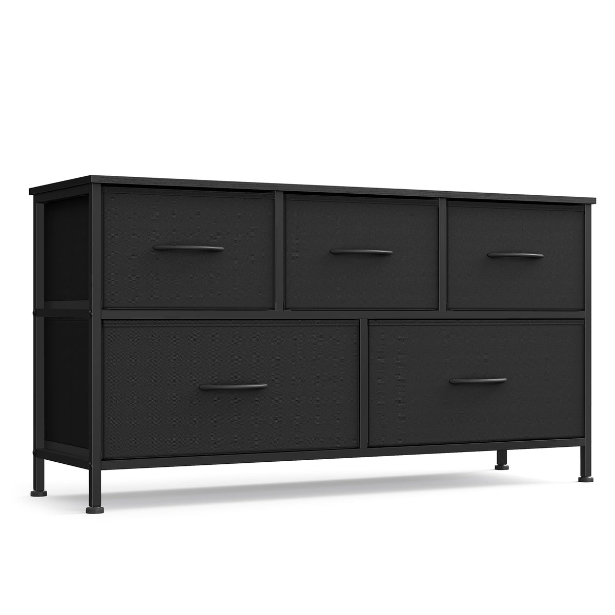 SONGMICS wide dresser with five fabric drawers in bedroom setting