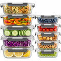 Gray glass food storage containers with lids in 36 oz and 12 oz sizes