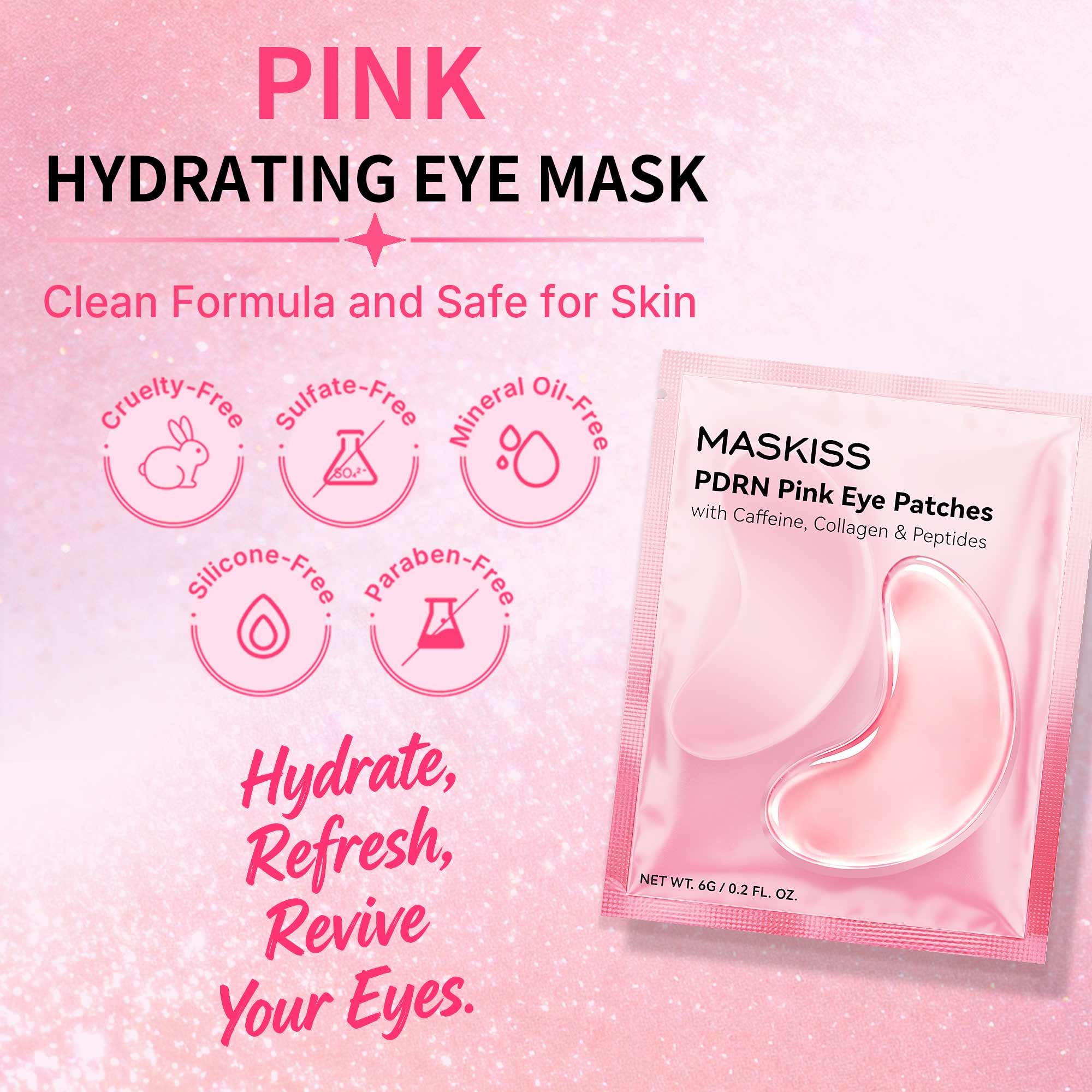 Maskiss PDRN Under Eye Patches (25 Pairs), Pink Eye Gel Pads with Caffeine Collagen Peptides, Eye Masks for Dark Circles Puffiness Fine Lines, Hydrating Soothing Self Care Gifts for Women image 8